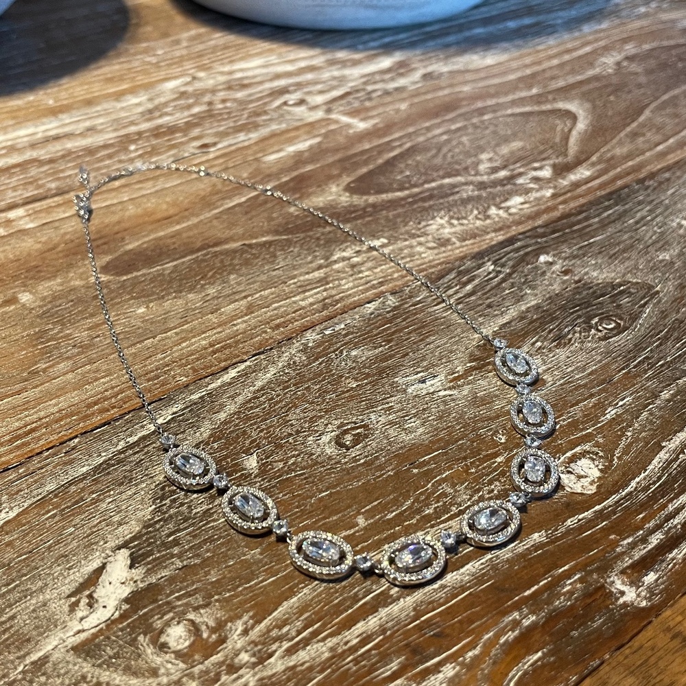 Nadri Oval Halo Frontal Necklace